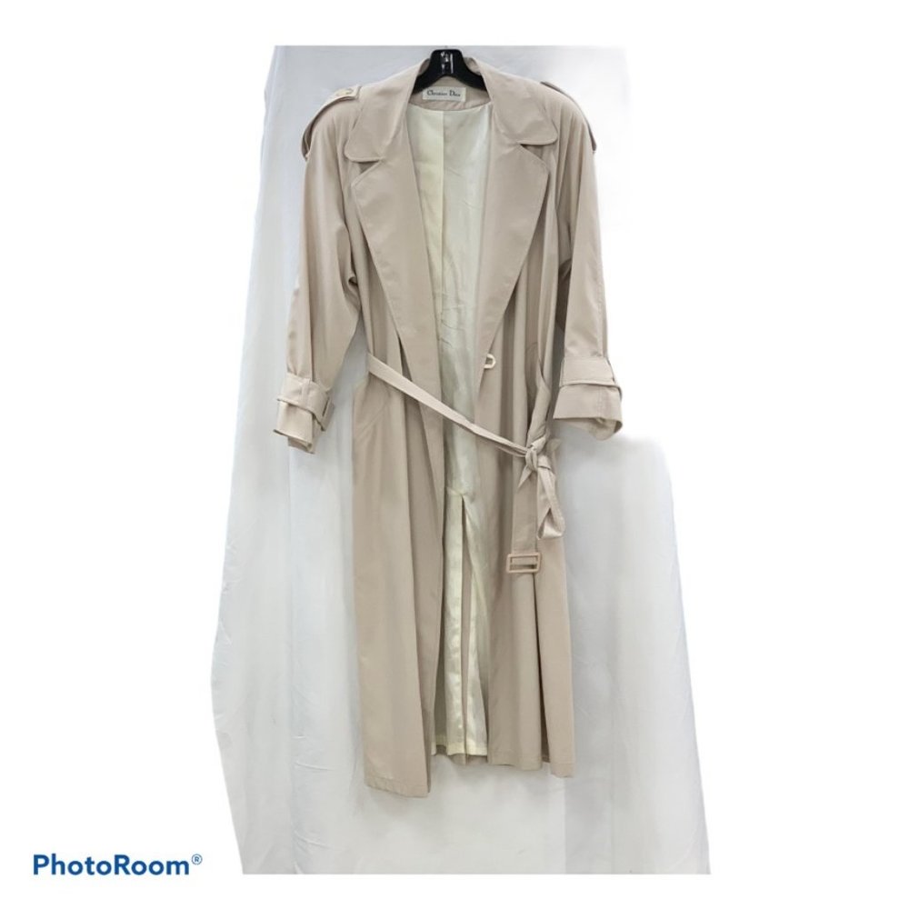 Vintage Christian Dior Beige Duster Trench Coat Wo